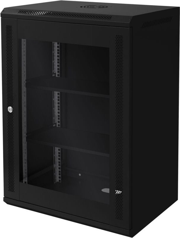 Ecd Germany - Netzwerkschrank 16 he, Serverschrank 19 Zoll, Schwarz, Wandmontage, 450 mm Tiefe, 600 x 850 x 450 mm, voll...