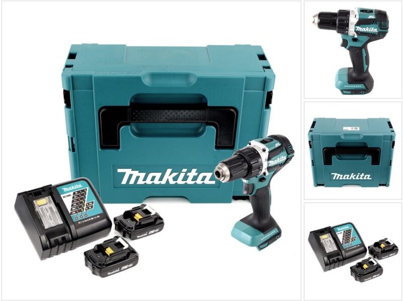 Makita DDF 484 RAJ Akku Bohrschrauber 18 V 54 Nm Brushless + 2x Akku 2,0 Ah + Ladegerät + Makpac