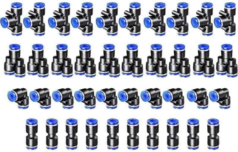 40 Stück pneumatische Verbinder 4 mm, pneumatische Schnellkupplungen für Druckluft, 4 Formen zum Abdichten von Druckluft...