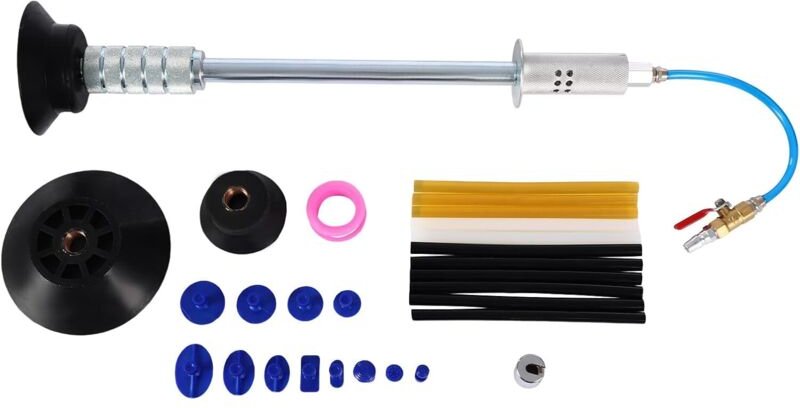 Dellenentfernungsset Puller Auto Reparatur Ausbeulwerkzeug mit 3 Saugnäpfen und 12 Abziehlaschen Lassen Pneumatisches Au...