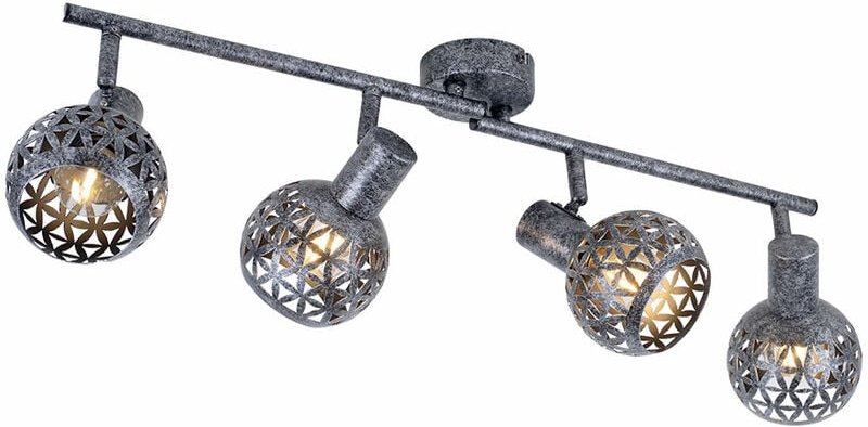 Thumbnail - Deckenleuchte grau Spotleiste 4 Strahler Deckenlampe schwenkbar, Lichteffekt, Metall, 4x E14 Fassungen, l 75,2 cm
