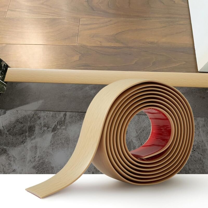 2 m selbstklebende PVC-Übergangsleiste, Holz-/Keramikbodenübergang, beige Holzmaserung