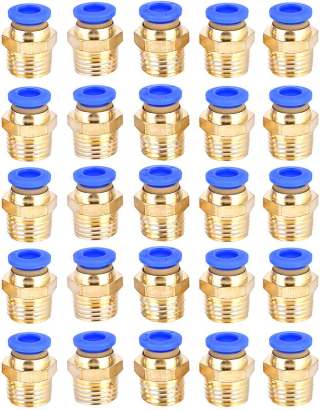 25 Schnellkupplungs-Stecker für Druckluft, Schnellanschlussadapter für Druckluft PC6-02 G1/4