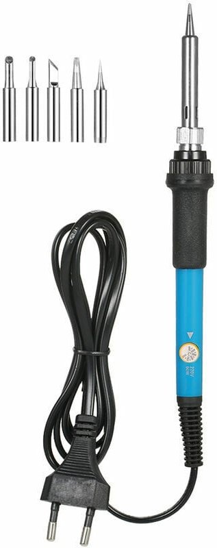 Shining House - Elektrischer 60-W-Lötkolben mit einstellbarer Temperatur + 5 Ersatzlötspitzen