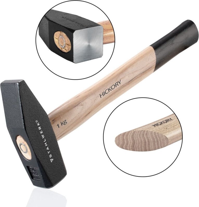 Thumbnail - STAHLWERK Hammer Schlosserhammer 1.000 g robuster Kopf aus Stahl, Griff Hickory