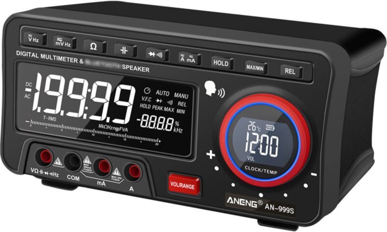 Multimetro 2 in 1 AC/DC, 19999 conteggi True-RMS, vivavoce Bluetooth, misurazione corrente tensione resistenza frequenza