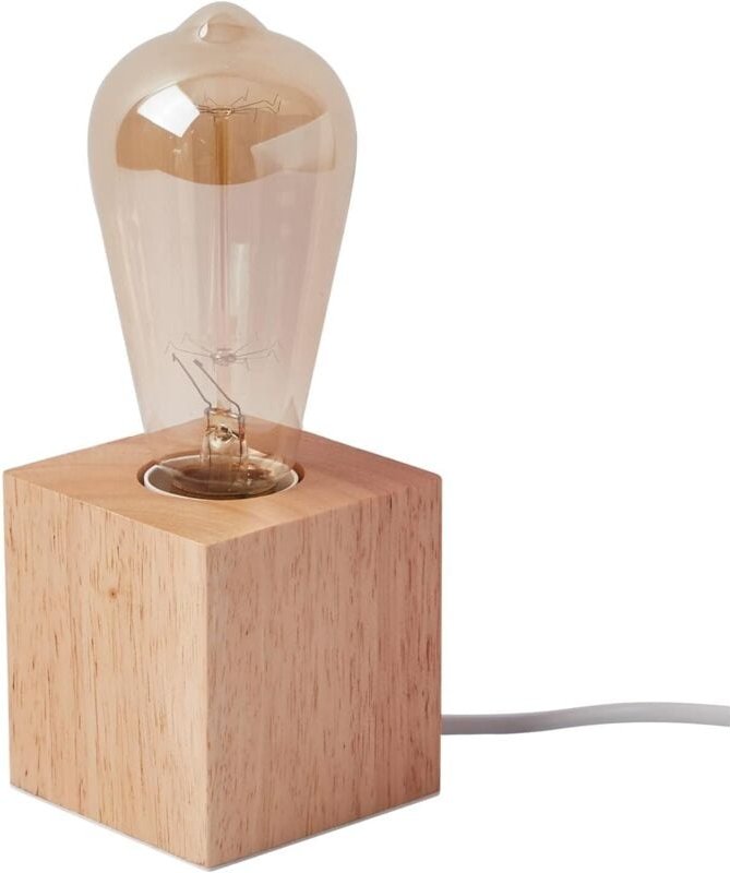 Kleine Tischlampe, Nachttischlampe mit quadratischem Holzsockel, Nachttischlampe, E27, 60 w, perfekt für Schlafzimmer, W...