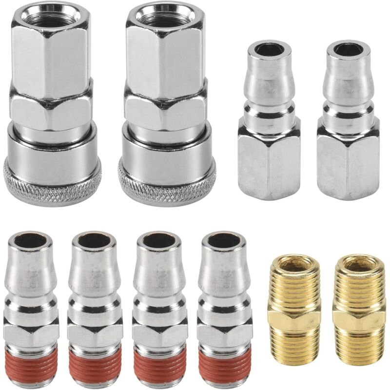 10 Stück 1/4-Zoll-Schlauchverbinder mit Schnellkupplung für Druckluftwerkzeuge und -geräte