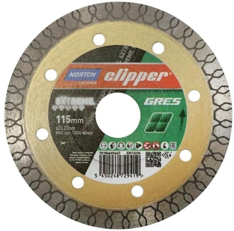 Diamanttrennscheibe Extreme Gres Ø 115 mm Bohrung 22,23 mm Segmentbreite 1,3 mm Segmenthöhe 10 mm
