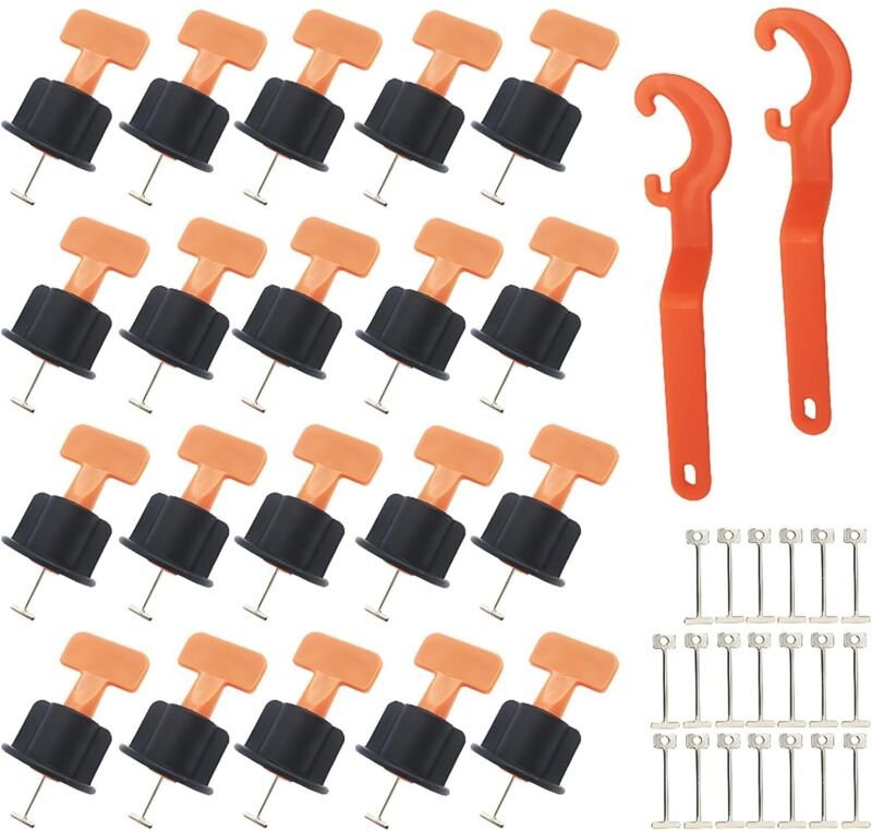 Selbstnivellierendes Fliesenabstandshalter-Set, 20-teiliges wiederverwendbares Fliesennivellierungssystem, mit 2 Spezial...