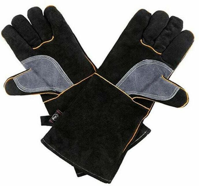 Extrem feuer- und hitzebeständige Handschuhe, Leder mit Kevlar-Nähten, perfekt für Kamin, Herd, Ofen, Grill, Schweißen, ...