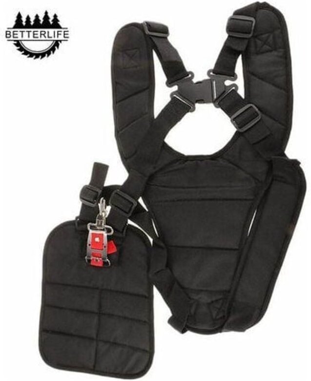 Gepolsterter Doppel-Schultergurt für Freischneider, Rasenmäher und Trimmer, Safety Black