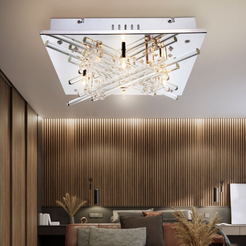 Thumbnail - Etc-shop - Deckenleuchte Glasstäbe klar Fernbedienung Farben fixierbar led Picabi