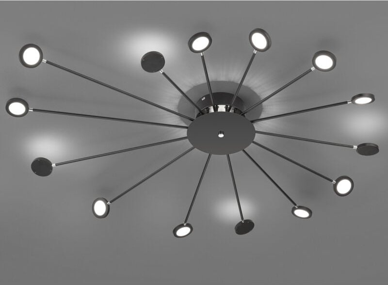 Trio Lighting - Große schwenkbare led Deckenleuchte peacock Schwarz, dimmbar Breite 115cm