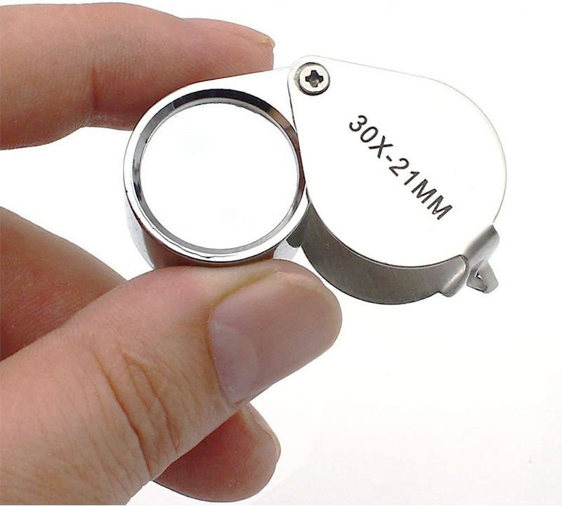 Juwelierlupe - Vergrößerungsglas 30 x 21 mm Schmuck Antiquitäten Augenlinse - 30-fache Taschenlupe - Faltbares Glas - Ln...