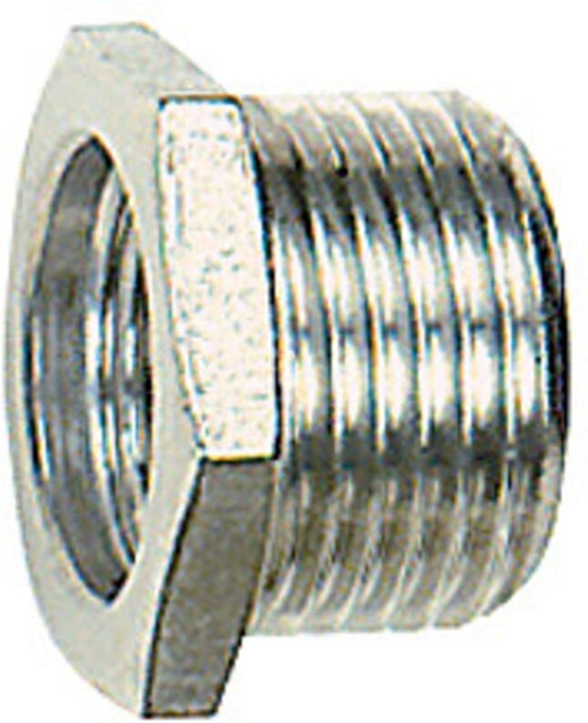 Reduziernippel, kurz, g 1/4 a., g 1/8 i., sw 17, Edelstahl 1.4571 - Riegler