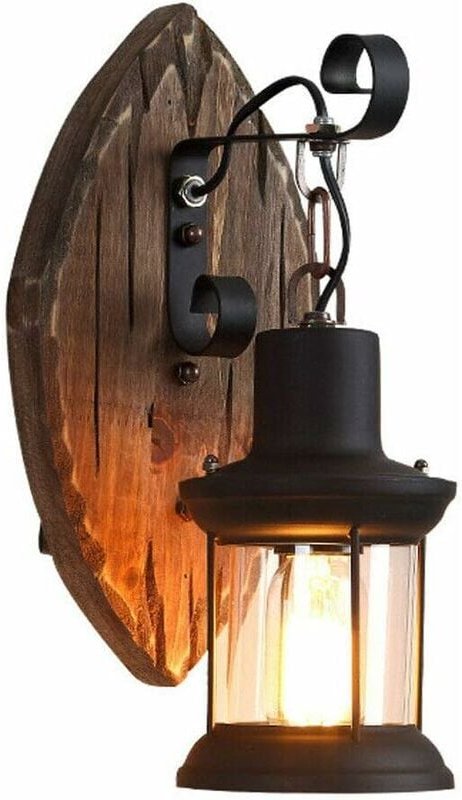 Senderpick - Retro-stil Hölzerne Wandleuchte Wandlampe Außenwandleuchte Draussen Dekoration