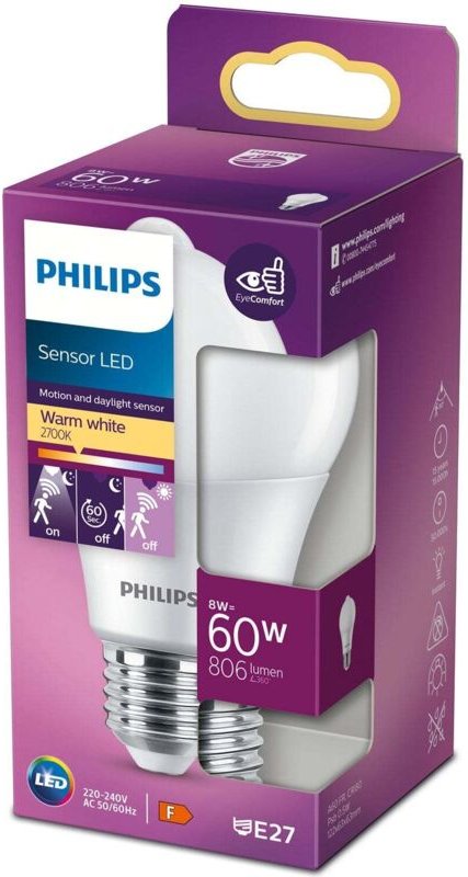 Philips - led 78273300 led eek f (a - g) E27 8 w = 60 w Warmweiß (ø x l) 6.25 cm x 12.2 cm 1 St.