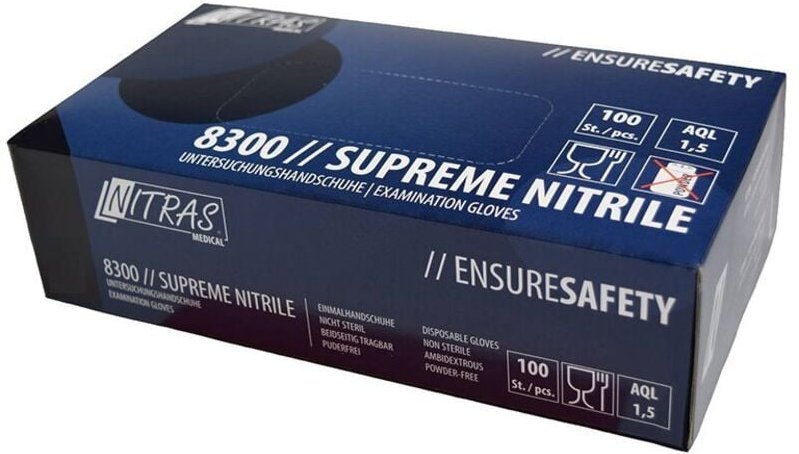 1 Box Nitril-Einweghandschuh Nitras 8300 supreme nitrile, ungepudert Größe l