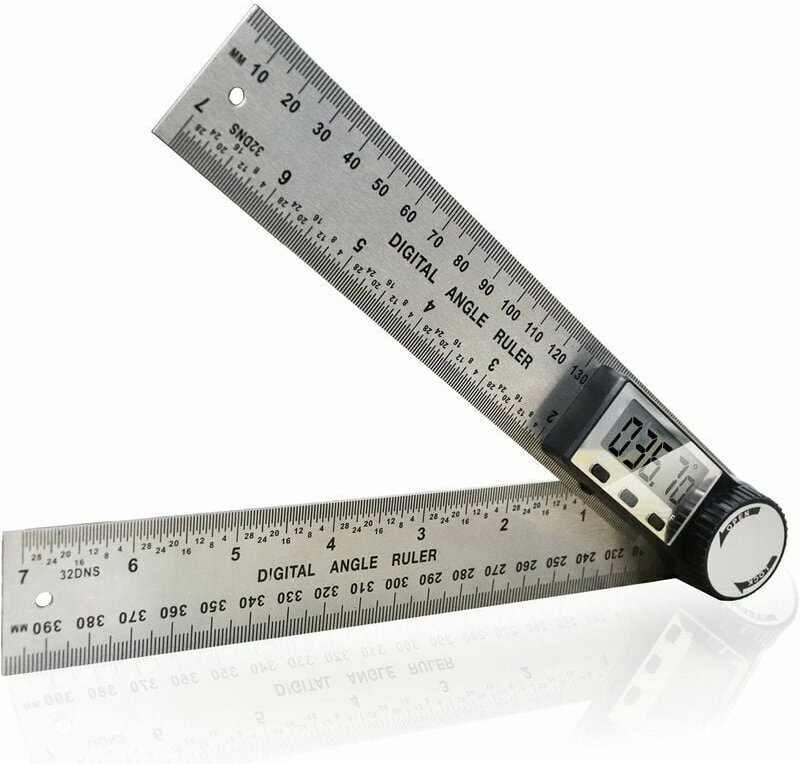 Winkellineal mit digitaler Anzeige aus Edelstahl, multifunktionales Winkellineal, Winkelmesser (200 mm Winkellineal mit ...