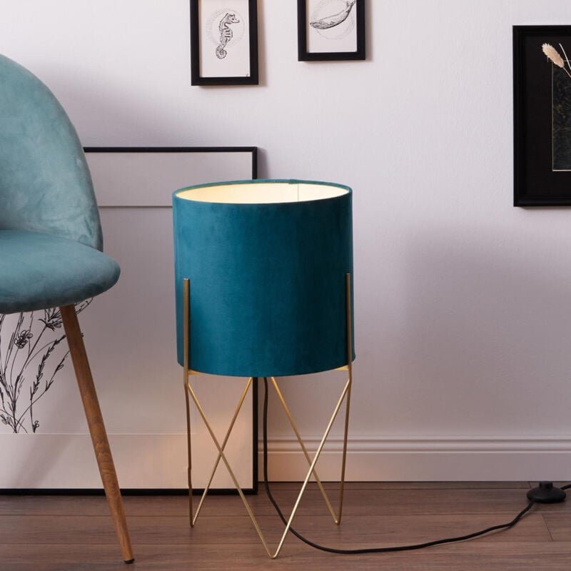 Atami Standleuchte messing gebürstet/petrol 1x A60, E27, 28W, geeignet für Normallampen (nicht enthalten) - Brilliant