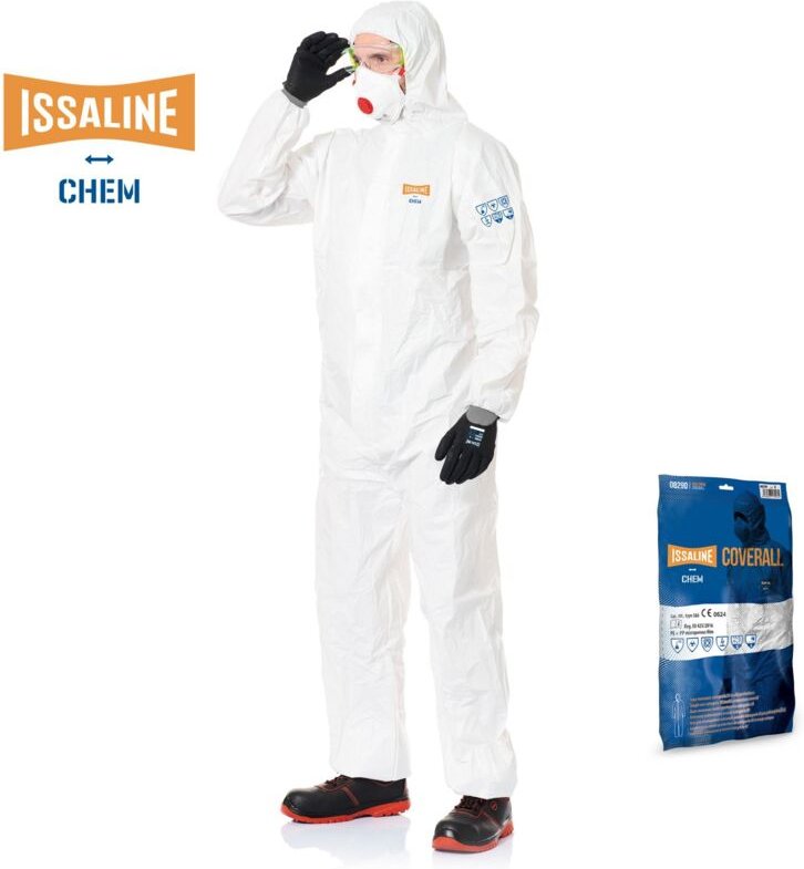 Issaline 08290 Einweg-Chemieoverall Kat. III Typ 5.6 Weiß L