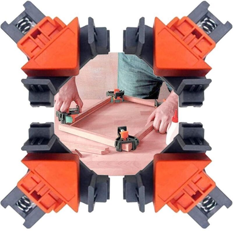 Set mit 4 rechtwinkligen Zwingen für die Holzbearbeitung, 90-Grad-Winkelklemmen zur schnellen Befestigung von Bilderrahm...