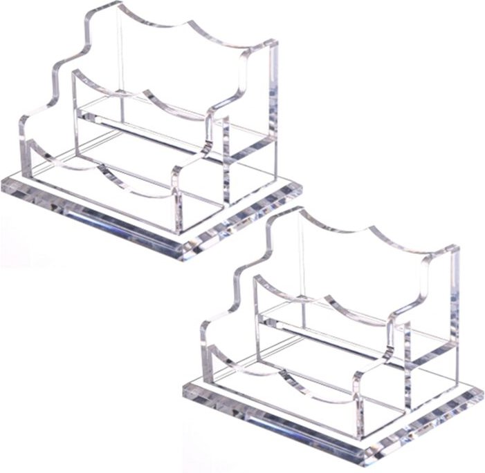 2er-Pack Visitenkartenhalter aus Acryl für den Schreibtisch, Schreibtischzubehör (2 Steckplätze)
