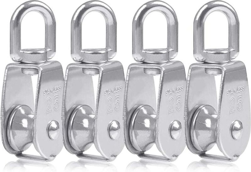 4 Stück Monoblock-Blöcke aus Edelstahl 304, M25-Flaschenzugkran, 150 kg Schwenklast