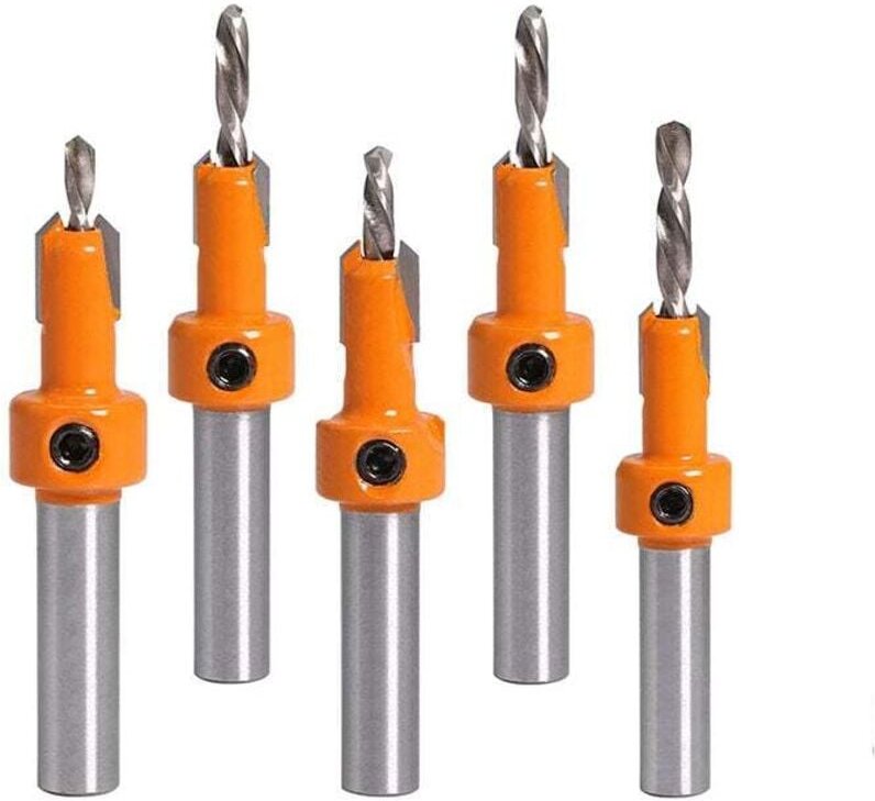 Holzbohrer-Set, 5-teiliges Senkbohrer-Set, HSS-Holzbearbeitungs-Fase-Senkbohrer zum Bohren von Holz- und Kunststoff-Bohr...