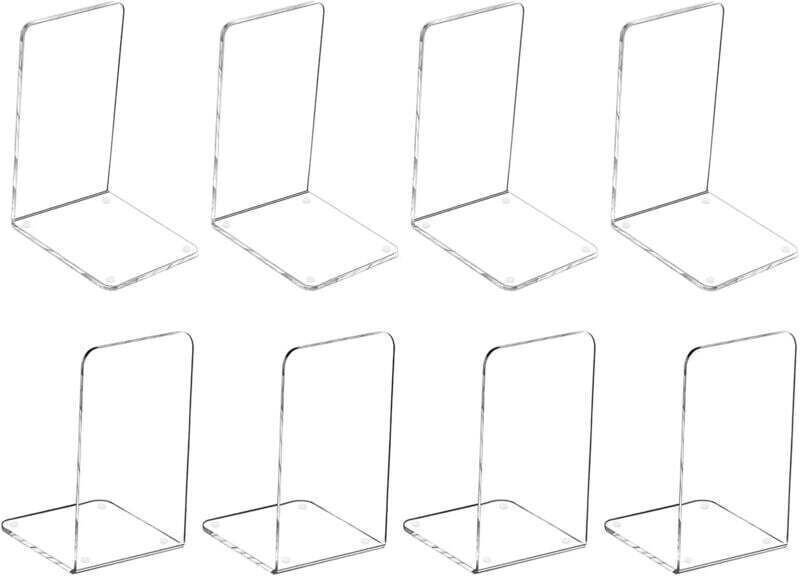 Rutschfeste, transparente Acryl-Buchstützen, 18 x 12 cm, 4er-Set, dekorativer Regalorganizer