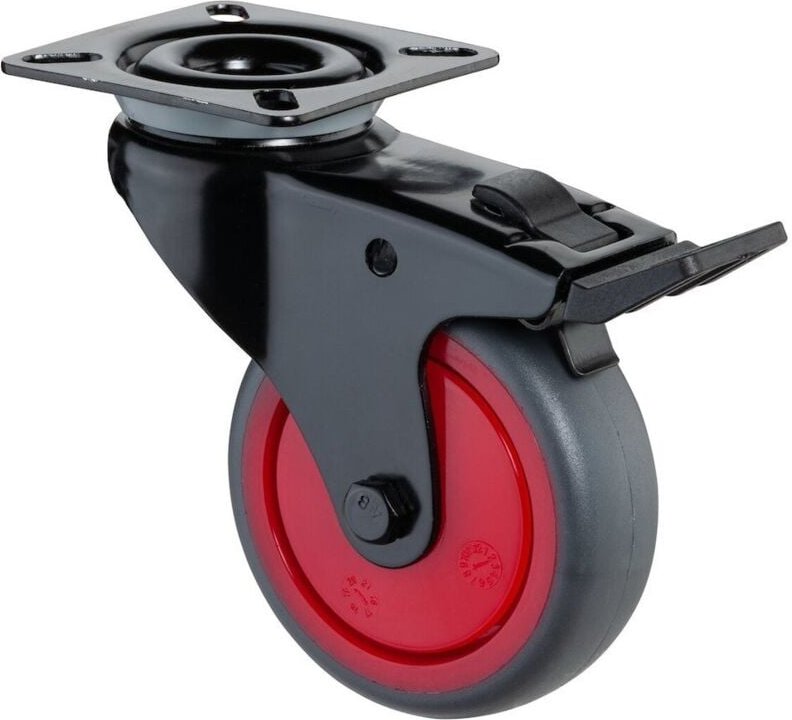 Bs Rollen Gmbh - Lenkrolle mit Totalfeststeller Rad-Ø 75 mm Tragfähigkeit 75 kg mit Anschraubplatte mit Totalfeststeller...