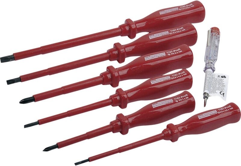 Brüder Mannesmann - vde Schraubendreher-Set 7teilig Schlitz, Kreuzschlitz Phillips