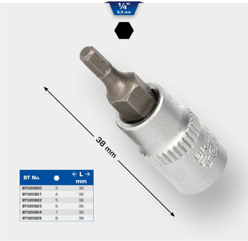 Brilliant Tools - 1/4' Innensechskant Bit-Stecknuss, 6 mm
