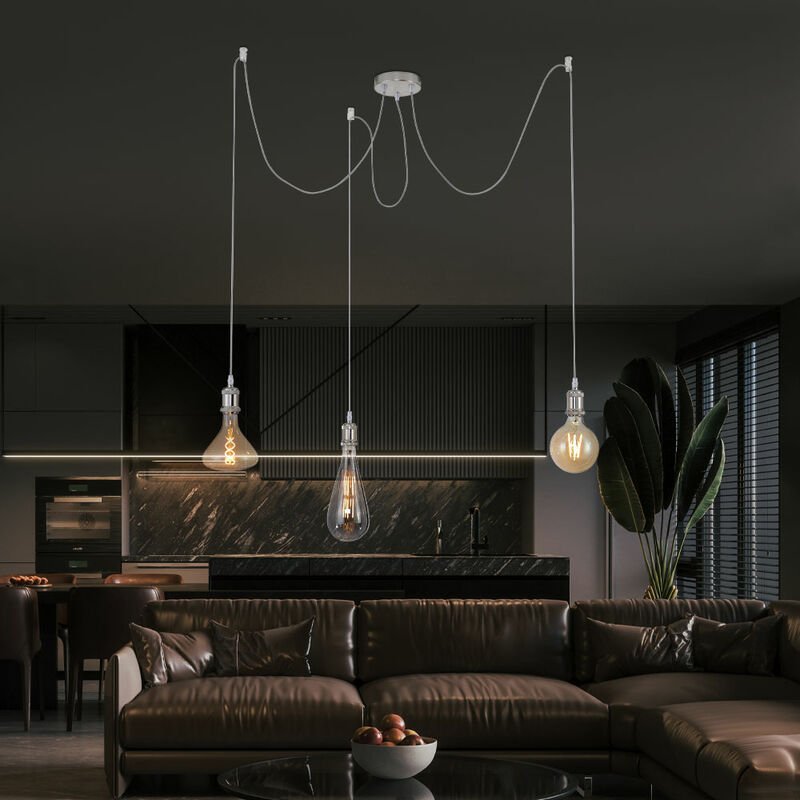 Deckenlampe Pendelleuchte Retro Hängelampen Wohnbereich Modern höhenverstellbar Hängeleuchte 3 Flammig Industrial, Metal...