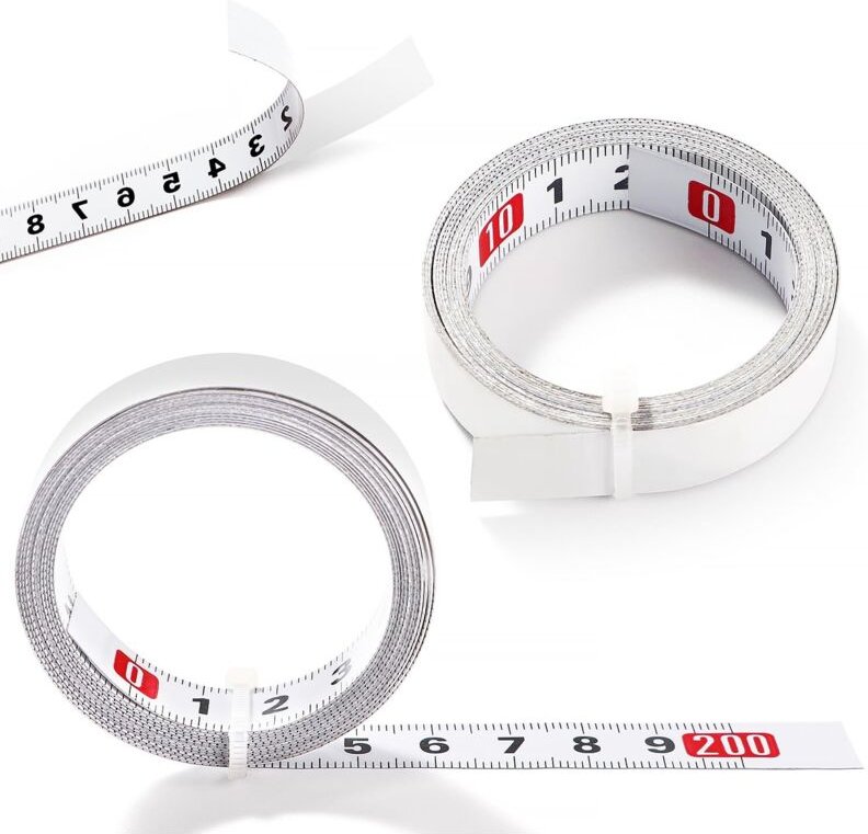 Stück selbstklebendes Maßband, 2 m, metrisches Stahlbandmaß von links nach rechts, für Werkbänke und Maschinen, weiß