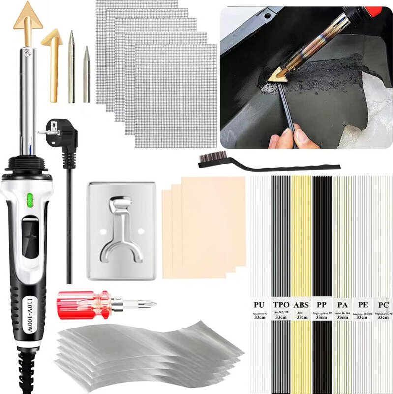 Kit di saldatura per plastica da 100 W, saldatrice e saldatore 2 in 1, saldatore a 3 velocità con controllo della temper...