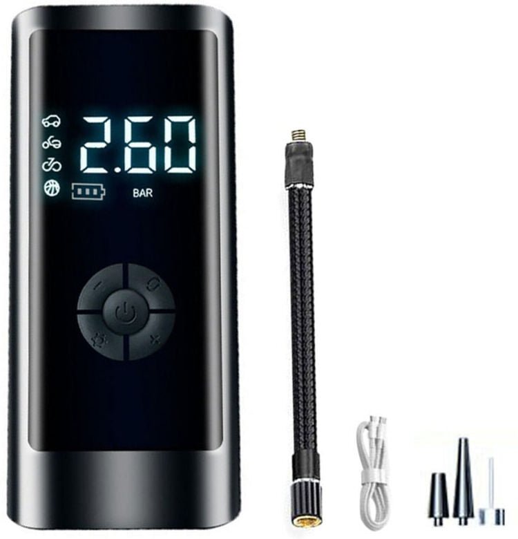 Tragbare intelligente digitale Luftdruckpumpe, elektrische Luftpumpe, schnurlos, schwarz, für Autos, aufblasbare Matte