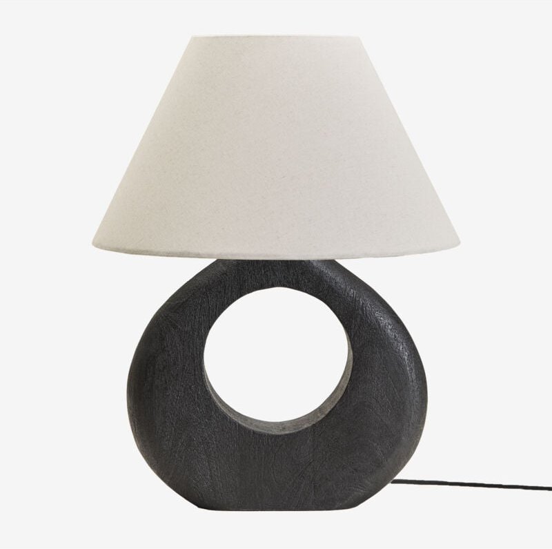 SKLUM Joana Tischlampe aus Mangoholz Schlichtes Schwarz