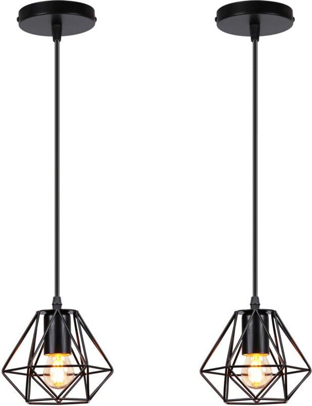 Pendelleuchte, Ø16cm Mini Diamant Hängelampe, Vintage Kronleuchter mit Käfig für Wohnzimmer Schlafzimmer Esszimmer Schwa...