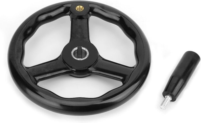 Schwarzes, rutschfestes Bakelit-Handrad 200 x 18 mm, 3-Speichen-Drehmaschinenhandrad, 10-mm-Handrad, 3-Speichen-Drehmasc...