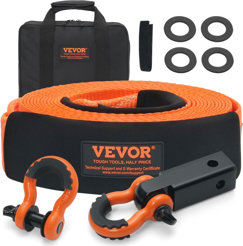 Abschleppgurt-Bergeset aus Polyester für hohe Beanspruchung,7,6 cmx9,1 m (MBS-36.000 lbs)Windengurt,Bergegurt+5,1 cm Anh...