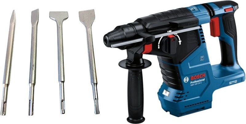 Thumbnail - Bosch gbh 18V-24 c Professional Akku Bohrhammer 18 v 2,4 j Brushless sds plus + 4 tlg. Meißel Set - ohne Akku, ohne Lade...