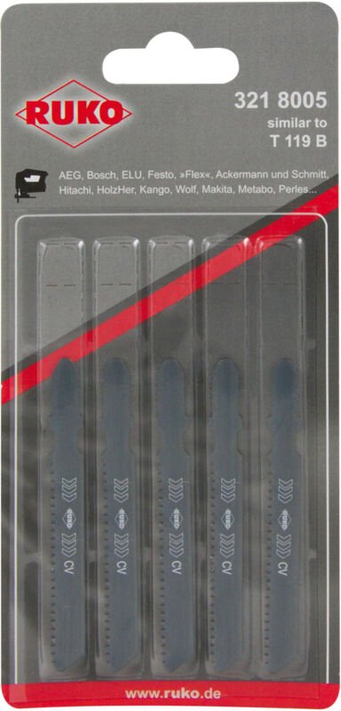 Ruko - 5x Stichsägeblatt 8005 hcs schwarz gewellt - 3218005