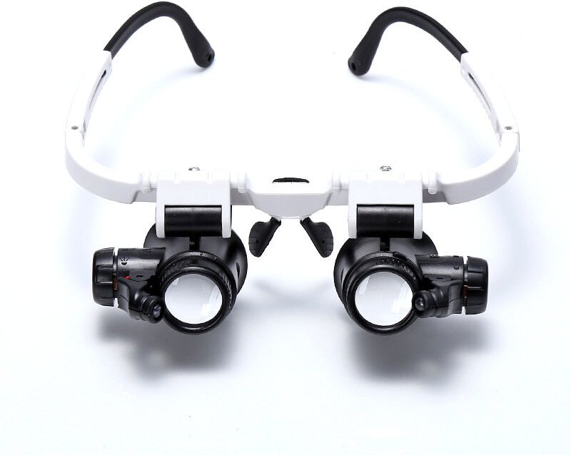 8x 15x 23x Doppelaugenlupe Tragende Reparatur Juwelier Uhr Uhr Lupe Beleuchtete Lupe mit LED-Licht