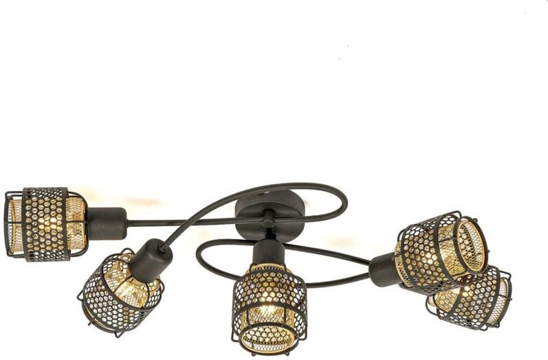 Lindby - Eudoria Deckenlampe 5-flammig schwarz/gold - Schwarz, gold