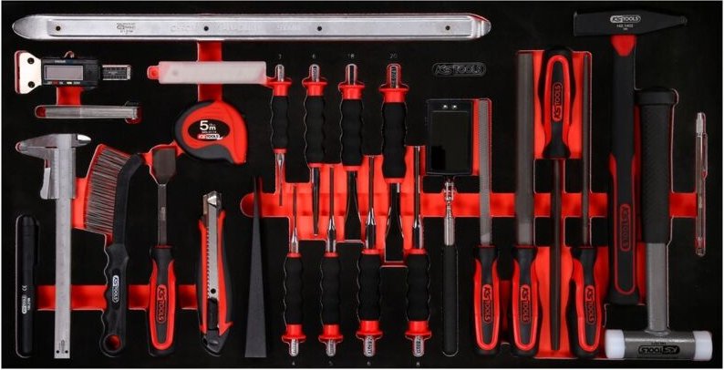 Ks Tools Hammer- / Meißel- / und Messwerkzeug-Satz in Schaumstoffeinlage, 36-tlg.