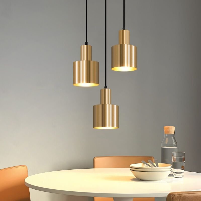 Thumbnail - Pendelleuchte Esstisch Hängelampe Vintage -Pendellampe Esszimmer 3 Flammig Esszimmerlampe Gold Rund Modern Design Esstis...