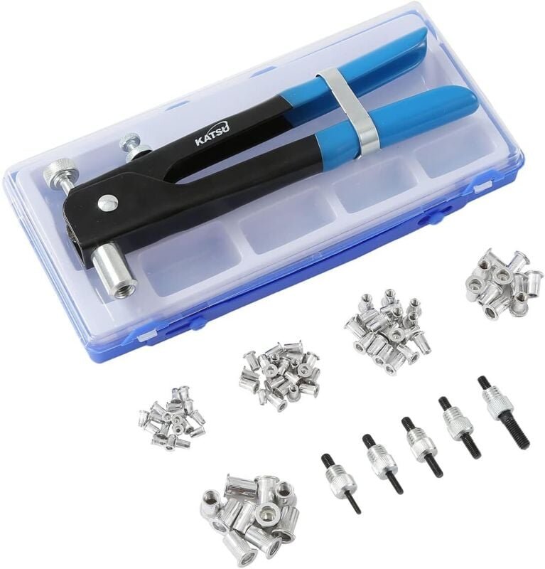 Hand-Nietmutterpistolen-Set, 86-teilig, manuelle Nietmaschine, Nietmutter, Gewindeeinsätze M3, M4, M5, M6, M8 für Autos,...