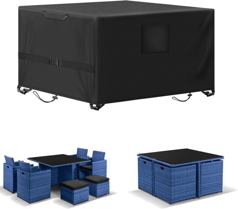 Schutzhülle für Gartenmöbel, 200 x 160 x 70 cm, wasserdicht und wetterfest, 210D Oxford-Gewebe, UV-beständig